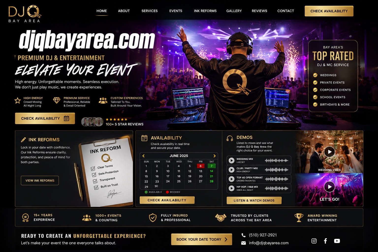 DJ and entertainment website example