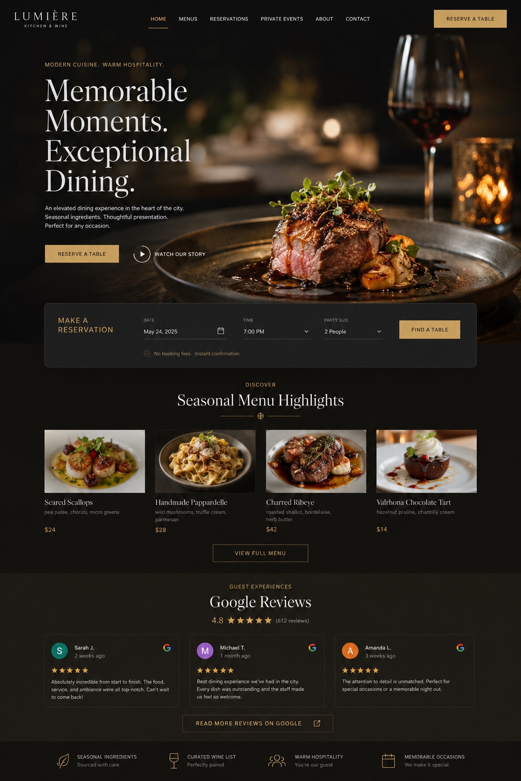 Restaurant modern website after