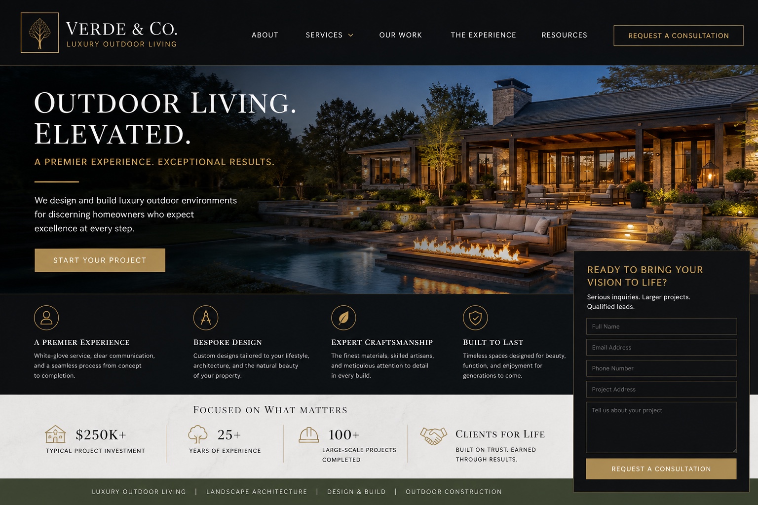 Luxury outdoor living modern website after